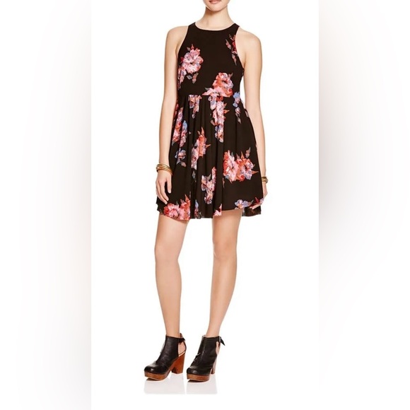 Free People Flutterby Floral Sleeveless Mini Dress Size 4 Twilight Combo Boho - Picture 1 of 11
